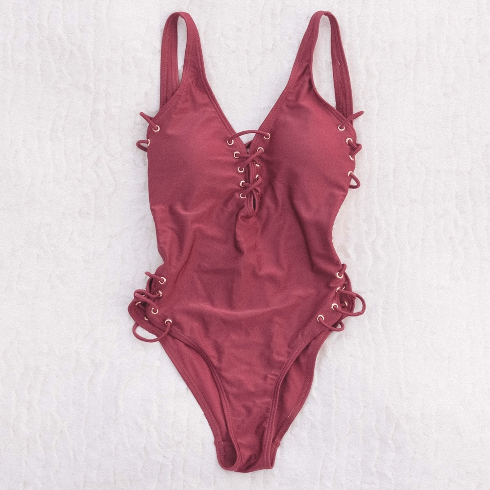 TiNiBiKiNi Red Strappy One-Piece Swimsuit